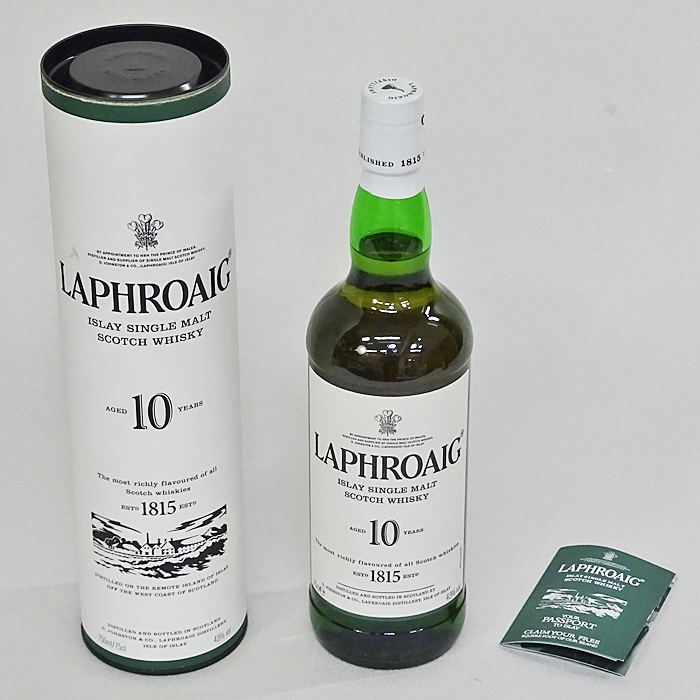 東京都武蔵野市でラフロイグ 10年 750ml 43％ LAPHROAIG 10YEARS アイラ シングルモルト スコッチ ウイスキー 未開栓 箱付きを3,000円で買取りさせていただきました。