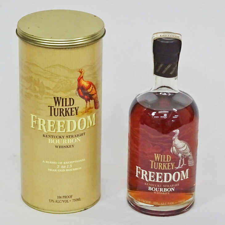 東京都中野区でワイルドターキー フリーダム バーボン ウイスキー WILD TURKEY FREEDOM 750ml 53％ 未開栓 箱付きを7,600円で買取させていただきました。